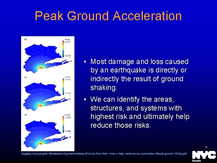 Peak Ground Acceleration • Most damage and loss caused by an earthquake is directly