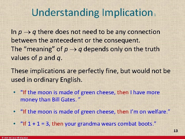  Understanding Implication 1 In p q there does not need to be any