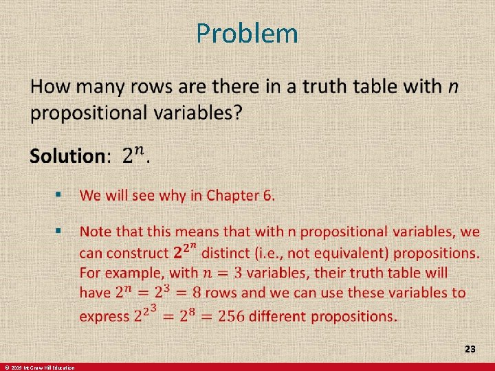 Problem 23 © 2019 Mc. Graw-Hill Education 