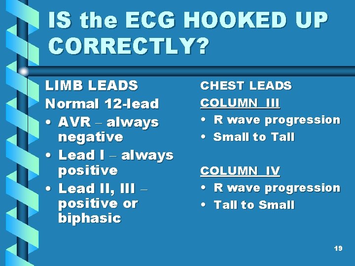 IS the ECG HOOKED UP CORRECTLY? LIMB LEADS Normal 12 -lead • AVR –