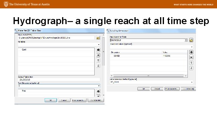 Hydrograph– a single reach at all time step 