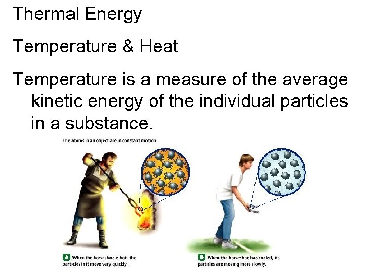 Thermal Energy Temperature & Heat Temperature is a measure of the average kinetic energy
