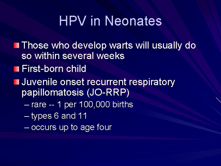 human papillomavirus in neonates)