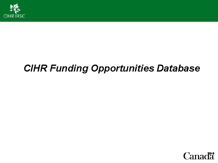 CIHR Funding Opportunities Database 