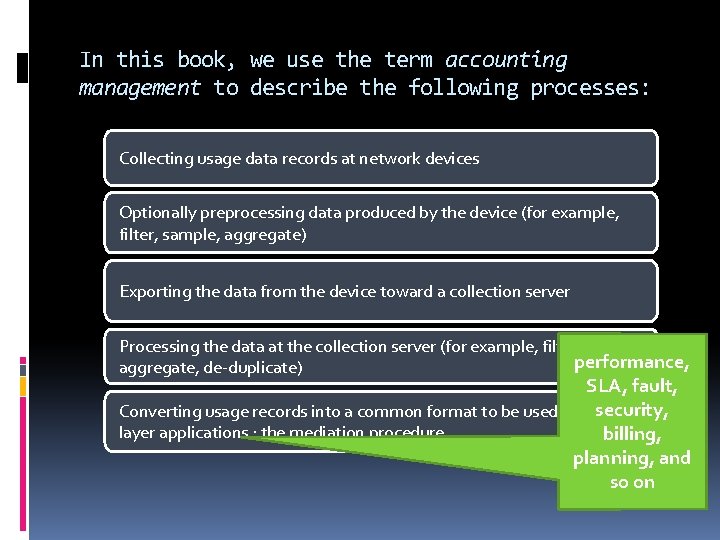 In this book, we use the term accounting management to describe the following processes: