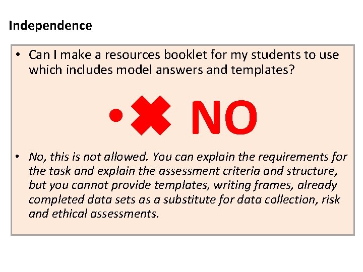 Independence • Can I make a resources booklet for my students to use which