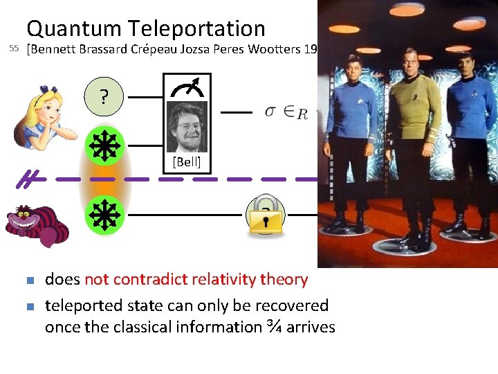 55 Quantum Teleportation [Bennett Brassard Crépeau Jozsa Peres Wootters 1993] ? [Bell] ? does