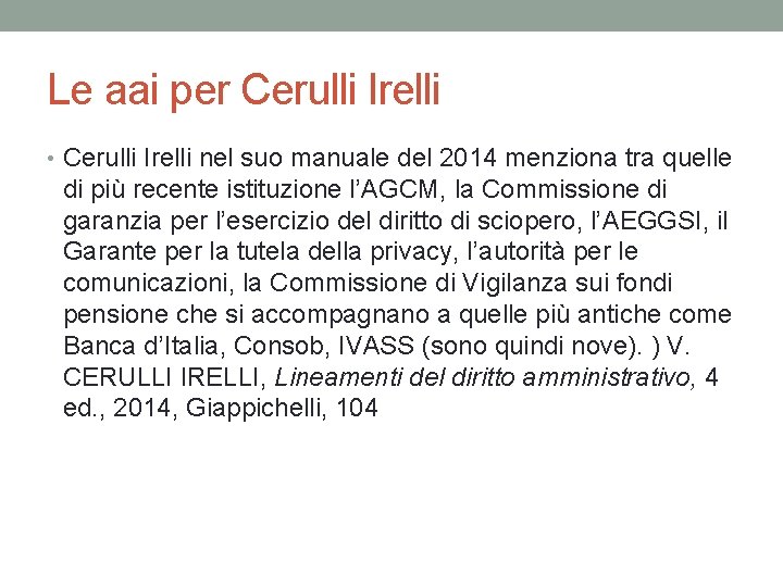 Le aai per Cerulli Irelli • Cerulli Irelli nel suo manuale del 2014 menziona