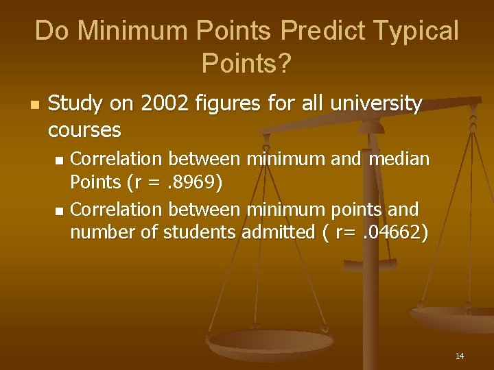 Do Minimum Points Predict Typical Points? n Study on 2002 figures for all university