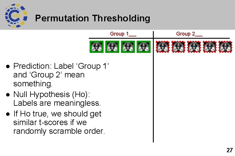 Permutation Thresholding Group 1 l l l Group 2 Prediction: Label ‘Group 1’ and