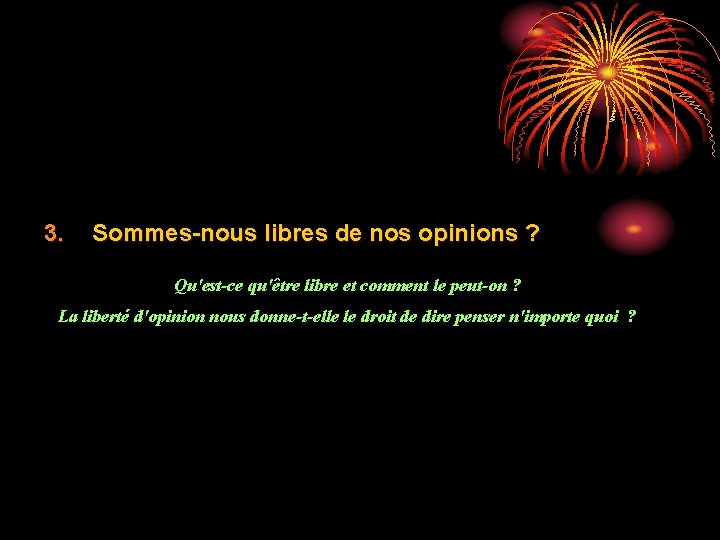 3. Sommes-nous libres de nos opinions ? Qu'est-ce qu'être libre et comment le peut-on