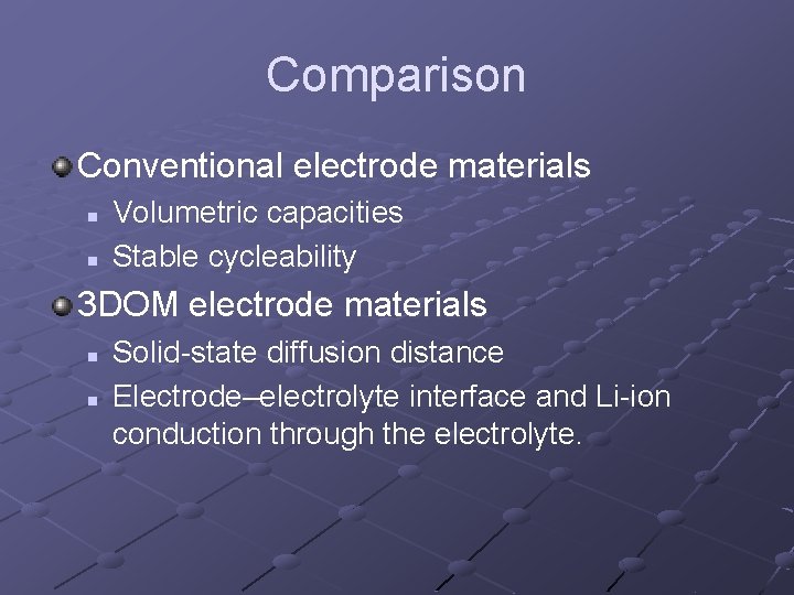 Comparison Conventional electrode materials n n Volumetric capacities Stable cycleability 3 DOM electrode materials