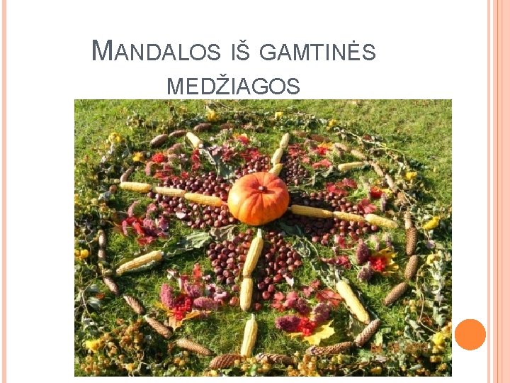 MANDALOS IŠ GAMTINĖS MEDŽIAGOS 