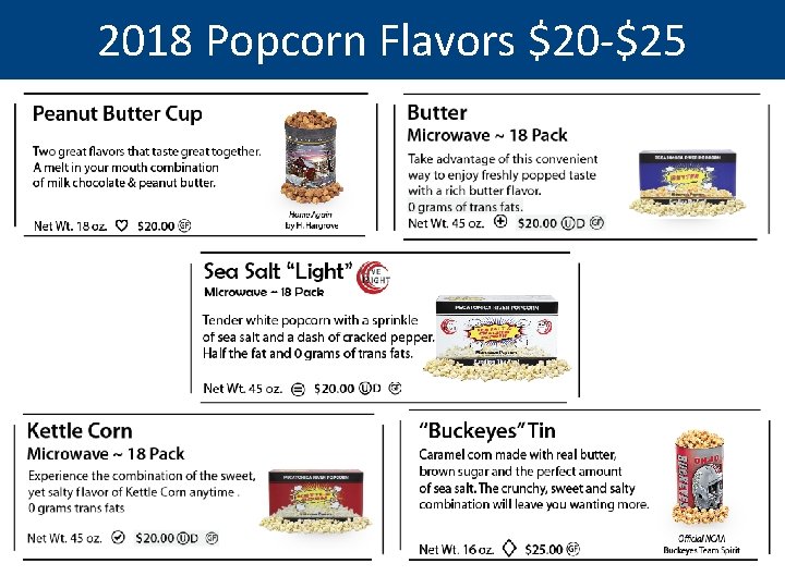 2018 Popcorn Flavors $20 -$25 