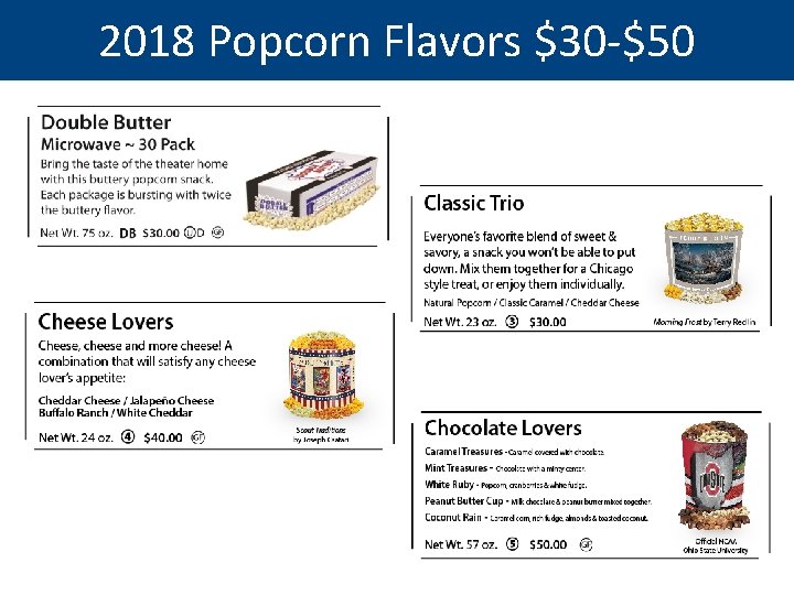 2018 Popcorn Flavors $30 -$50 