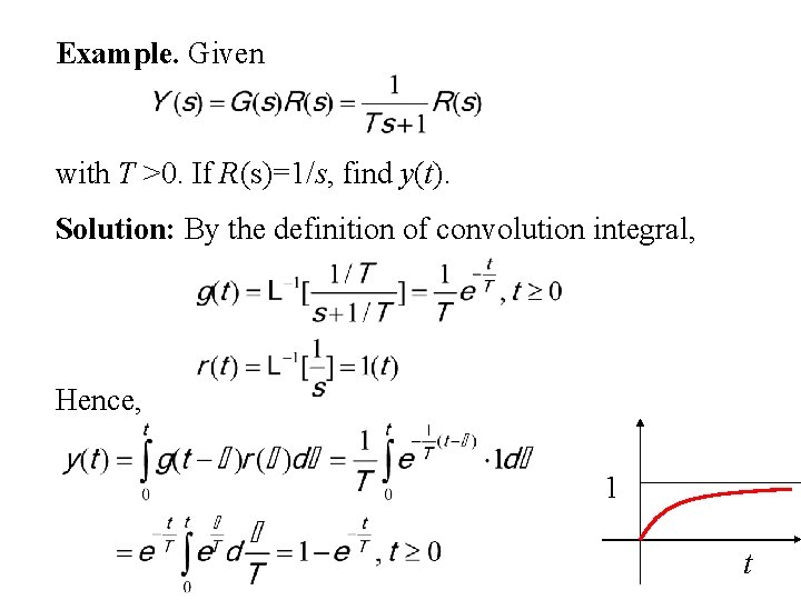 Example. Given with T >0. If R(s)=1/s, find y(t). Solution: By the definition of