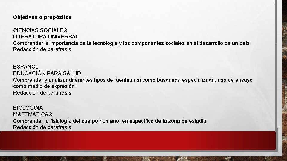 Objetivos o propósitos CIENCIAS SOCIALES LITERATURA UNIVERSAL Comprender la importancia de la tecnología y Objetivos o propósitos CIENCIAS SOCIALES LITERATURA UNIVERSAL Comprender la importancia de la tecnología y
