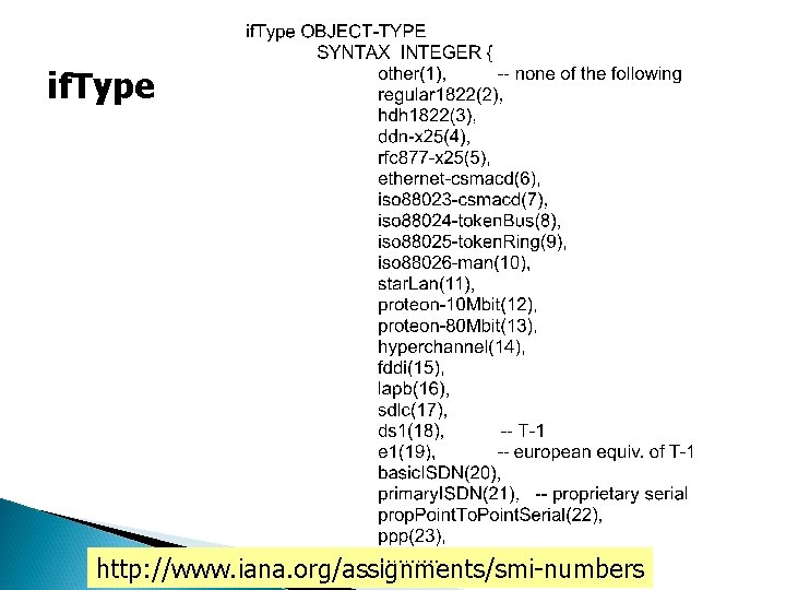 if. Type http: //www. iana. org/assignments/smi-numbers if. Type http: //www. iana. org/assignments/smi-numbers