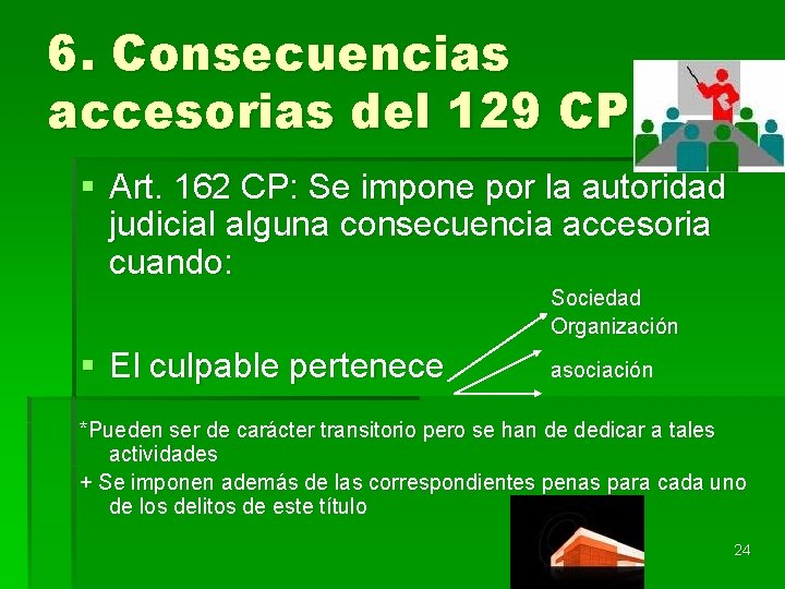 6. Consecuencias accesorias del 129 CP § Art. 162 CP: Se impone por la