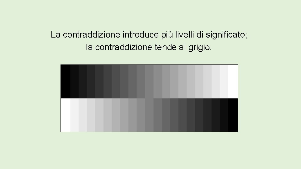 La contraddizione introduce più livelli di significato; la contraddizione tende al grigio. 