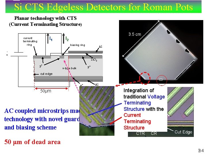Si CTS Edgeless Detectors for Roman Pots Planar technology with CTS (Current Terminating Structure)