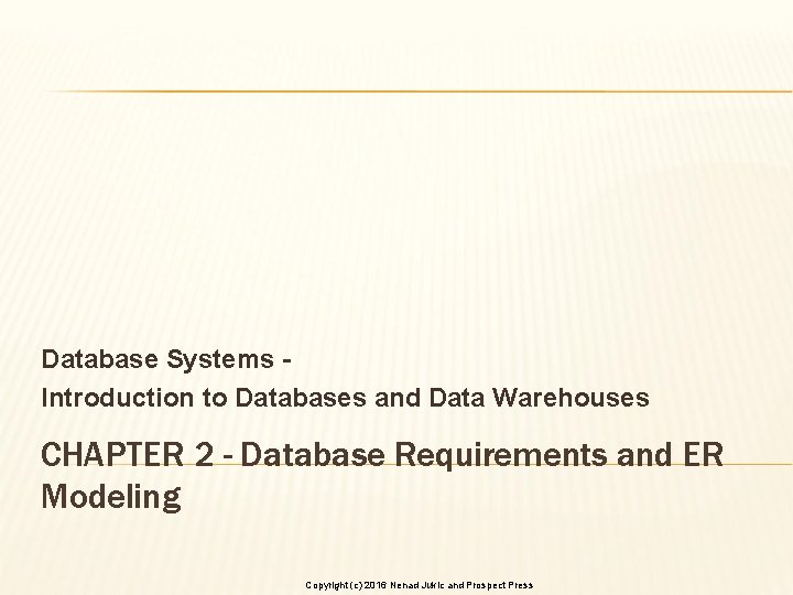 Database Systems Introduction to Databases and Data Warehouses CHAPTER 2 - Database Requirements and