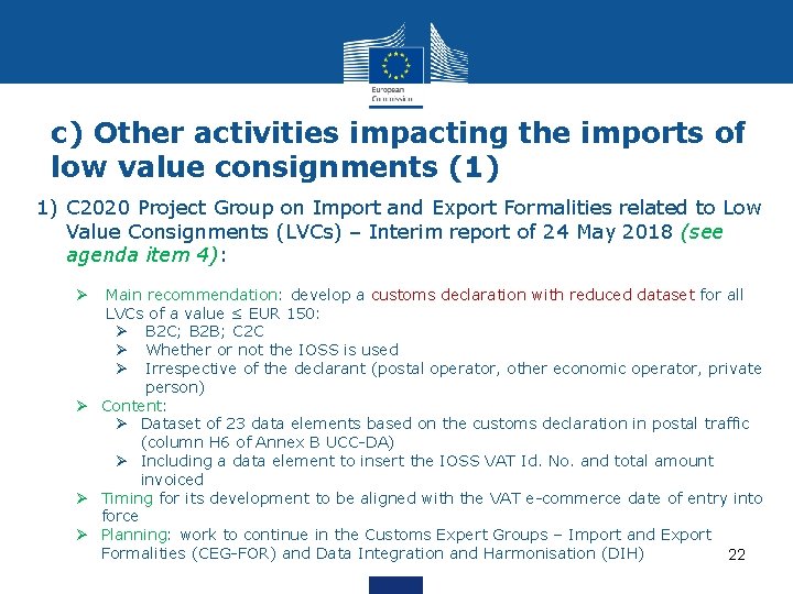 c) Other activities impacting the imports of low value consignments (1) 1) C 2020 c) Other activities impacting the imports of low value consignments (1) 1) C 2020