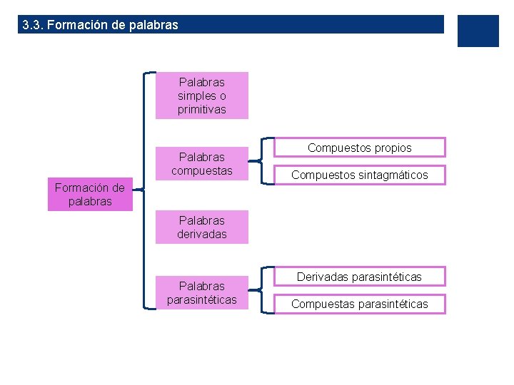 3. 3. Formación de palabras Palabras simples o primitivas Palabras compuestas Formación de palabras