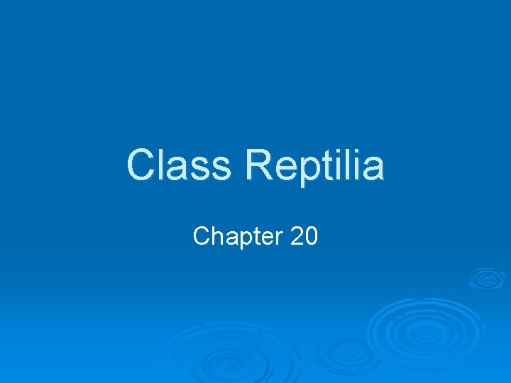 Class Reptilia Chapter 20 