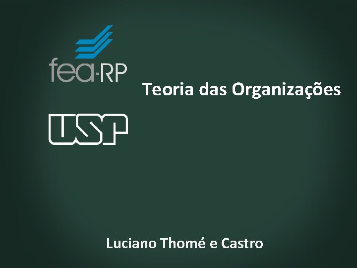 Teoria das Organizações Luciano Thomé e Castro 