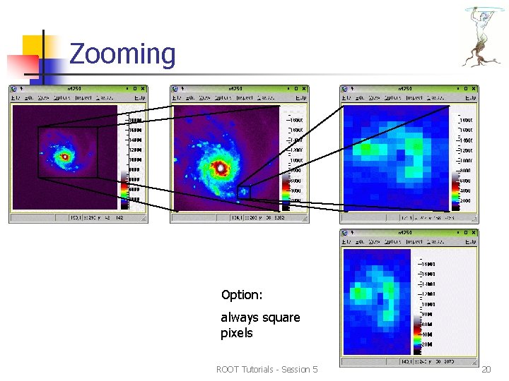 Zooming Option: always square pixels ROOT Tutorials - Session 5 20 Zooming Option: always square pixels ROOT Tutorials - Session 5 20