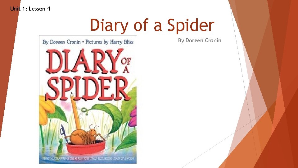 Unit 1: Lesson 4 Diary of a Spider By Doreen Cronin 