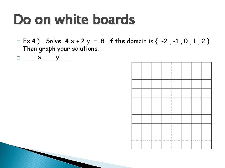 Do on white boards � � Ex 4 ) Solve 4 x + 2