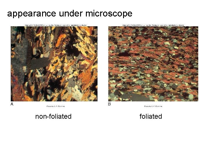 appearance under microscope non-foliated 