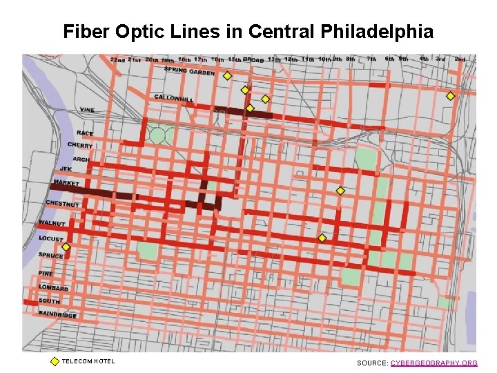 Fiber Optic Lines in Central Philadelphia TELECOM HOTEL SOURCE: CYBERGEOGRAPHY. ORG 