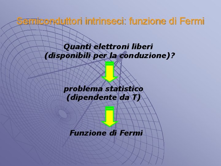 Semiconduttori intrinseci: funzione di Fermi Quanti elettroni liberi (disponibili per la conduzione)? problema statistico