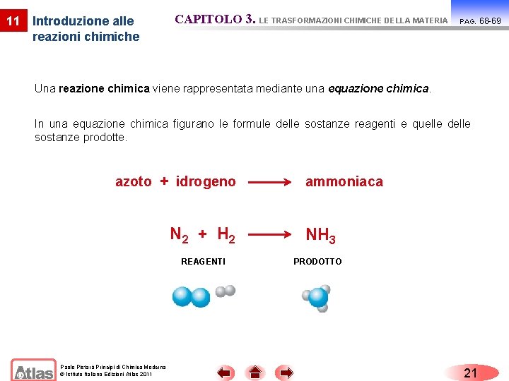 11 Introduzione alle reazioni chimiche CAPITOLO 3. LE TRASFORMAZIONI CHIMICHE DELLA MATERIA PAG. Una
