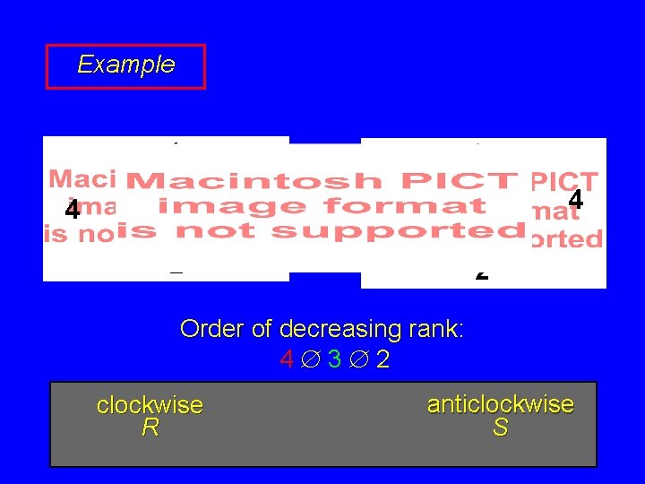 Example 1 1 3 4 4 3 2 2 Order of decreasing rank: 4Æ3Æ2