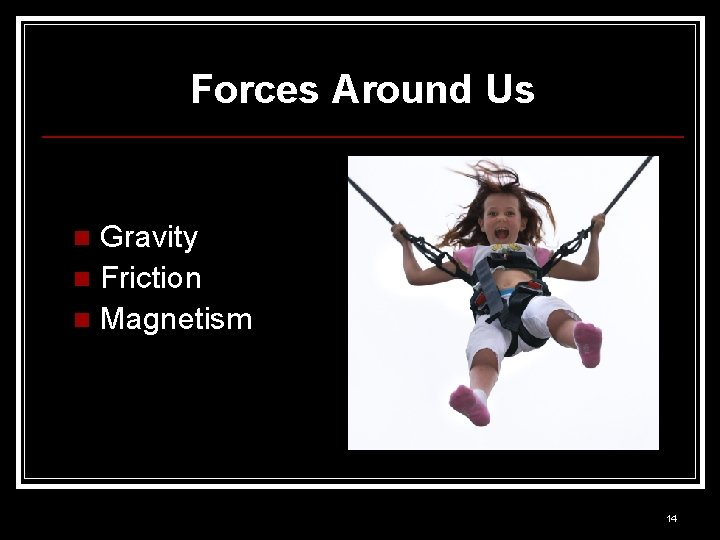 Forces Around Us Gravity n Friction n Magnetism n 14 