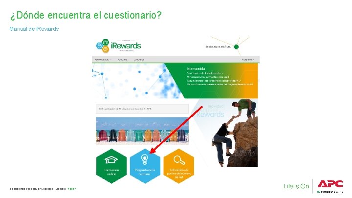 ¿Dónde encuentra el cuestionario? Manual de i. Rewards Confidential Property of Schneider Electric |