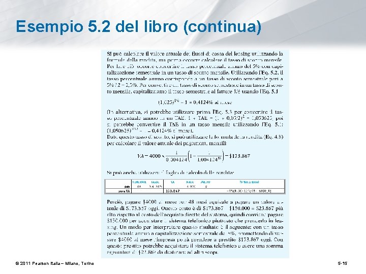 Esempio 5. 2 del libro (continua) © 2011 Pearson Italia – Milano, Torino 5