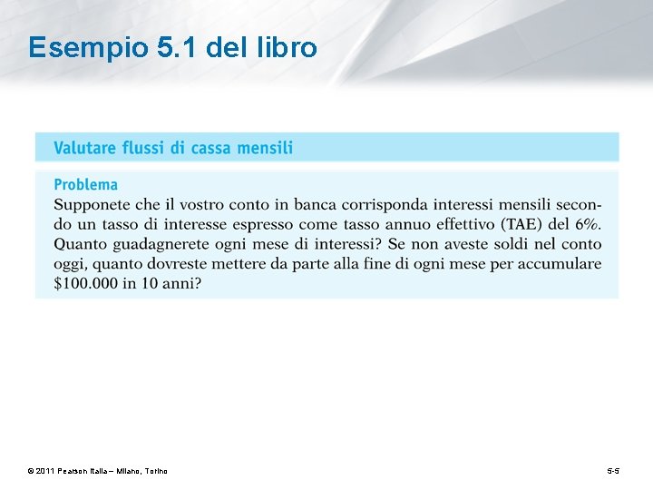 Esempio 5. 1 del libro © 2011 Pearson Italia – Milano, Torino 5 -5