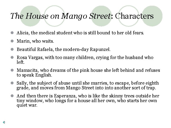 The House on Mango Street: Characters l Alicia, the medical student who is still