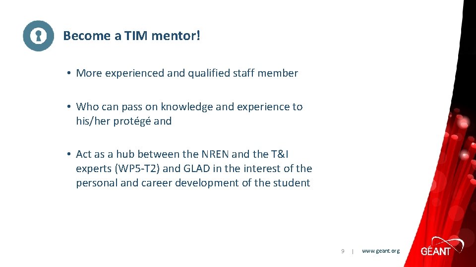 Become a TIM mentor! • More experienced and qualified staff member • Who can