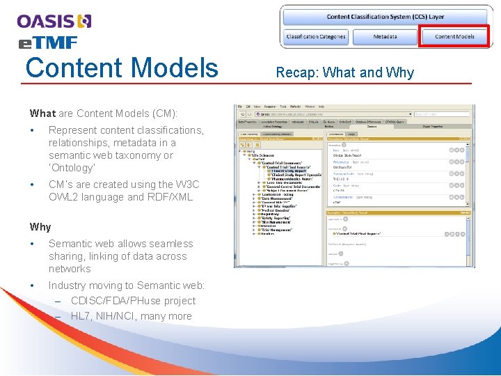 Content Models What are Content Models (CM): • Represent content classifications, relationships, metadata in