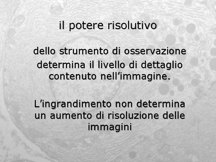 il potere risolutivo dello strumento di osservazione determina il livello di dettaglio contenuto nell’immagine.