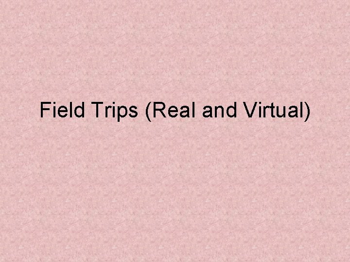 Field Trips (Real and Virtual) 