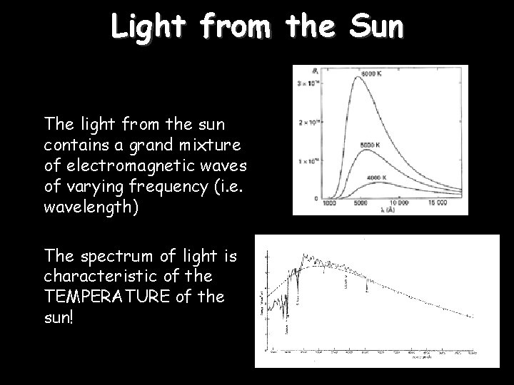 Light from the Sun The light from the sun contains a grand mixture of