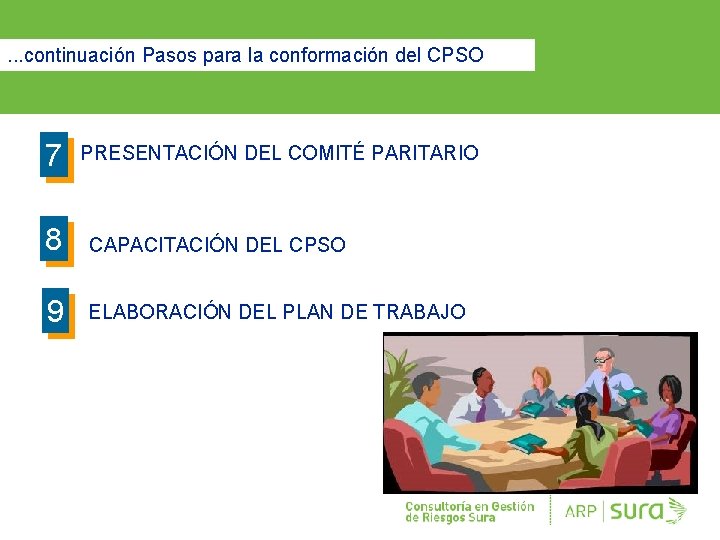 . . . continuación Pasos para la conformación del CPSO 7 PRESENTACIÓN DEL COMITÉ