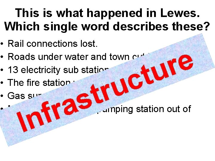 This is what happened in Lewes. Which single word describes these? • • •